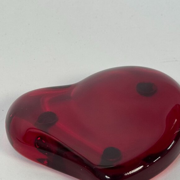 Tiffany & Co. Elsa Peretti Ruby Red Glass Heart Paperweight 4" - Picture 3 of 16